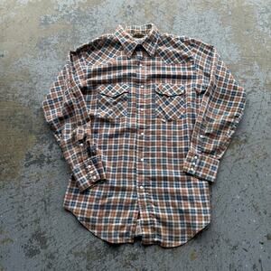 Vintage Key Kountry Koordinates Plaid Pearl Snap Button Up